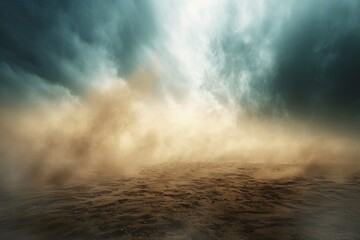dramatic sand storm in desert, background, digital art