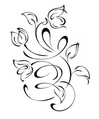 floral design 74. floral design with stylized flowers on stems with leaves and curls. graphic decor