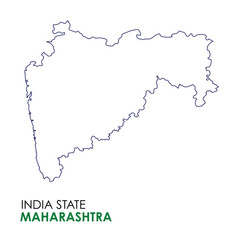 Maharashtra map of Indian state. Maharashtra map vector illustration. Maharashtra vector map on white background.