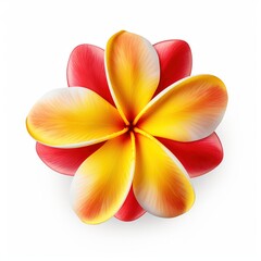 A single piece of  plumeria top view isolated on white background