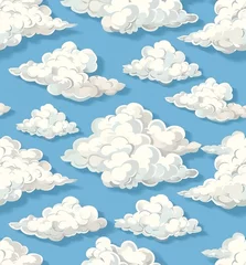 Gardinen  Cute Clouds in the Sky Seamless Pattern Vector © zahidcreat0r