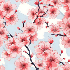 cherry blossom tile pattern, sakura tile pattern, flower tile pattern, floor pattern, seamless pattern