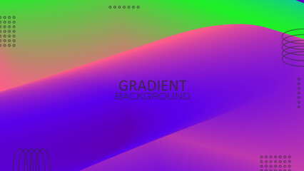 Abstract Background with Memphis Elements in Green Violet Pink Blue Gradients, Themed for Posters, Banners and Website