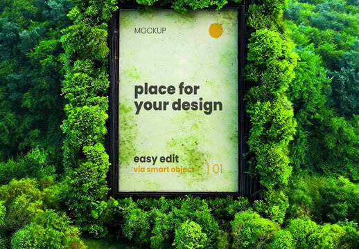 Frame Poster Mockup in the Forest 01
