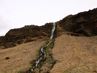 View on a waterfall located at Hamragar&eth;ar in South Iceland
