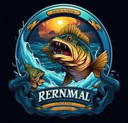Fishing logo design template illustration . Sport fishing Logo