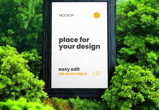 Frame Poster Mockup in the Forest 03