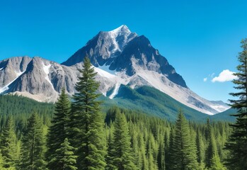 Mountain covered by forest and a blue sky