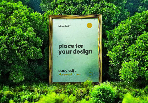 Frame Poster Mockup in the Forest 05