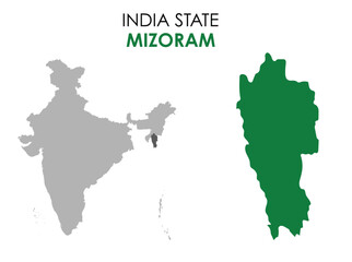 Mizoram map of Indian state. Mizoram map vector illustration. Mizoram vector map on white background.