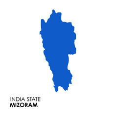 Mizoram map of Indian state. Mizoram map illustration. Mizoram map on white background.