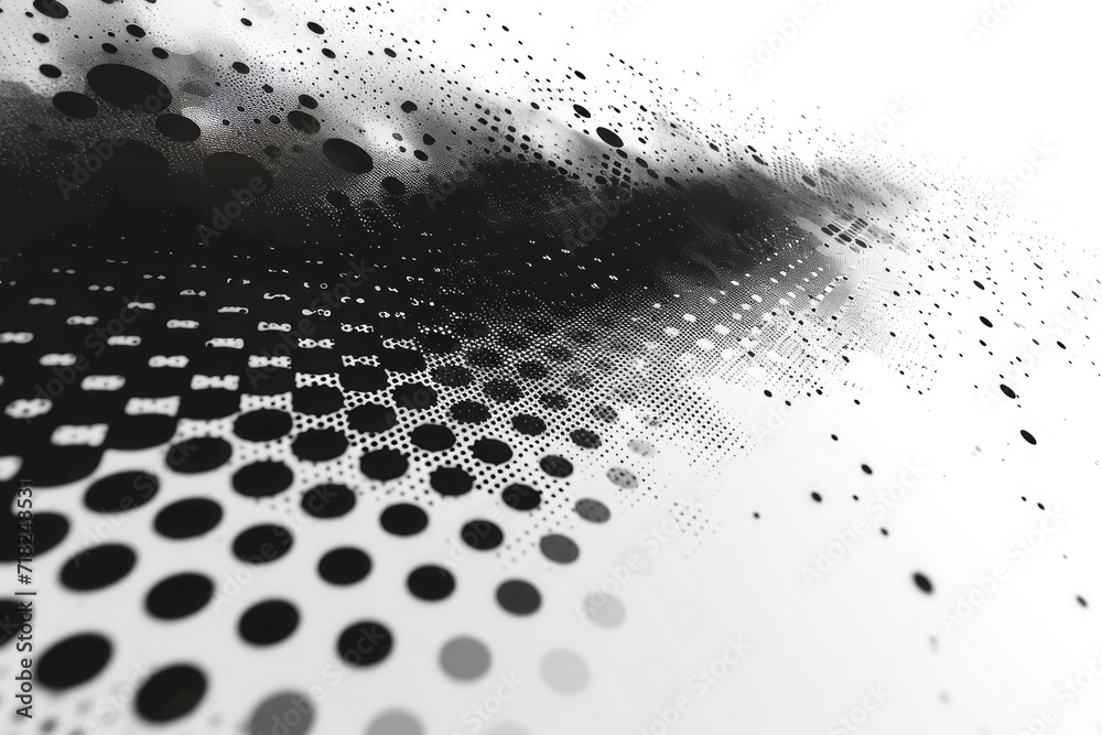 Aufkleber Monochromatic Symphony of Light and Data: Abstract Waves Formed by Dynamic Particles in a Seamless Digital Pattern, Generative AI