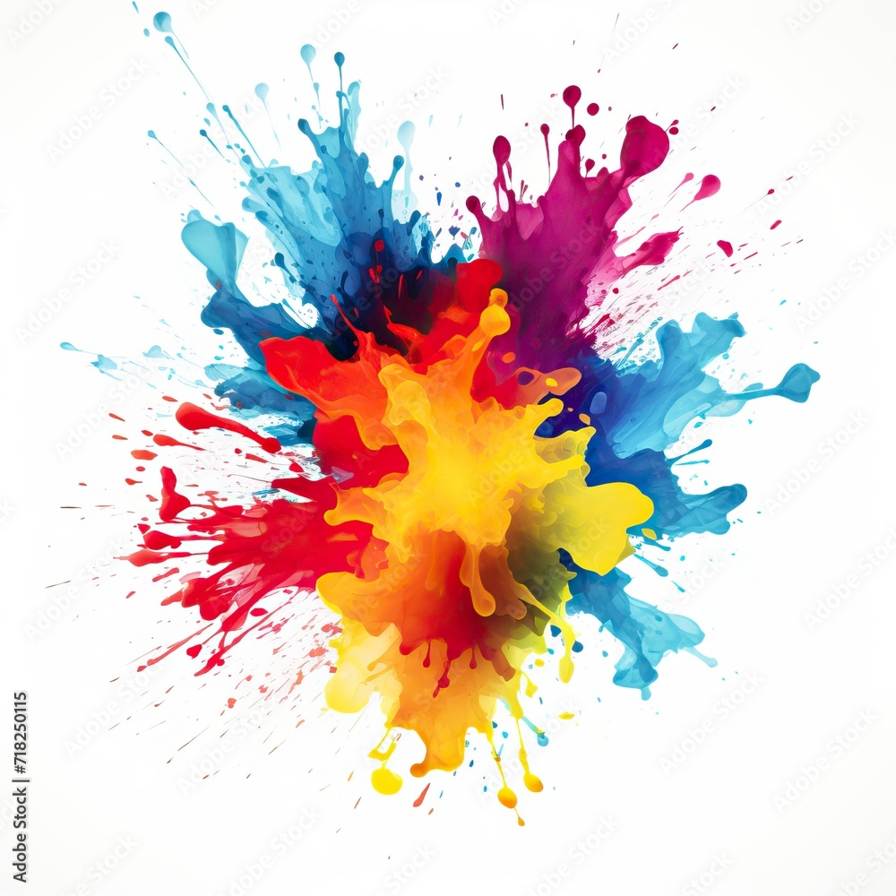 Wall mural color splashes for holi in white background