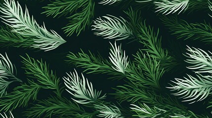 Fototapeta na wymiar Abstraction of green needles with snow. Cartoon style illustration of a snowy landscape.