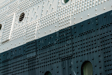 Round head rivet on a cruise ship - obrazy, fototapety, plakaty