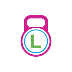 Kettlebel Logo combine with letter L vector template
