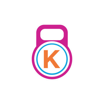 Kettlebel Logo combine with letter K vector template