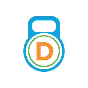 Kettlebel Logo combine with letter D vector template