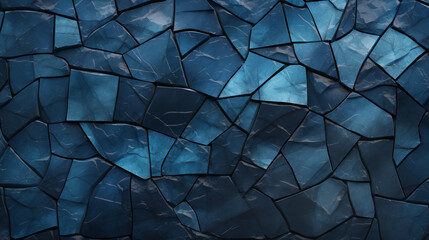 Morceaux de céramiques, carrelage, pierre de faïences de couleur bleu. Texture, matière, roche. Gros plan. Pour conception et création graphique