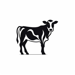 Obraz premium STYLIZED COW, full body, black an white, logo, icon, minimalist сreated with Generative Ai