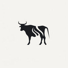 STYLIZED COW, full body, black an white, logo, icon, minimalist сreated with Generative Ai