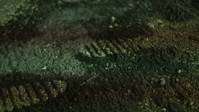 Astronaut footprints in moon dirt - close up
