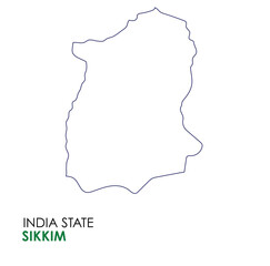 Sikkim map of Indian state. Sikkim map vector illustration. Sikkim vector map on white background.