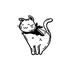 svg happy cat doodle element set