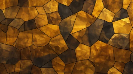 Muurstickers Glas in lood Morceaux de céramiques, carrelage, pierre de faïences de couleurs jaune, ocre et noir. Texture, matière, roche. Gros plan. Pour conception et création graphique