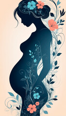 silhouette of a pregnant woman on an abstract background