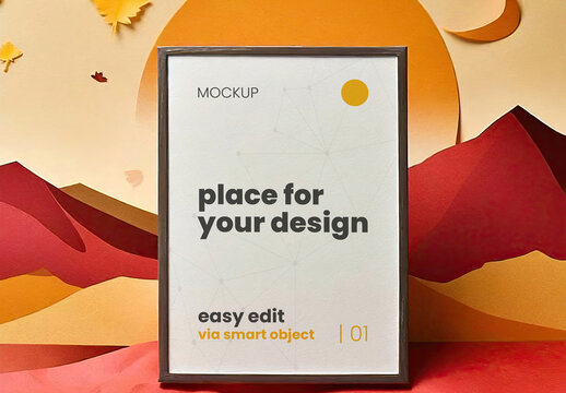 Autumn Flowers Composition Vertical Frame Mockup 02