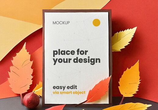 Autumn Flowers Composition Vertical Frame Mockup 03