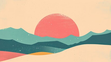 Vintage vibes with a retro background, showcasing minimalistic design and flat colors.
