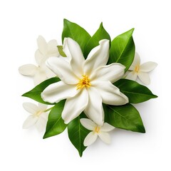 Obraz na płótnie Canvas A single piece of jasmine top view isolated on white background