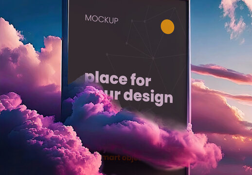 Cloudy Fantasy Dreamy Frame Poster Mockup 02