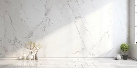 Tapeten High-res, artistic, luxurious wallpaper with a stone-like, natural white marble texture for interior design. © Sona