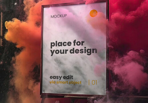 Colorful Explotion Poster Frame Mockup 05