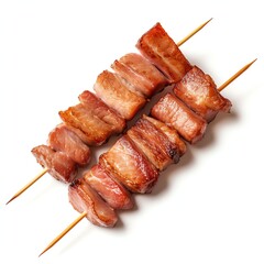 a pork bbq skewers, studio light , isolated on white background