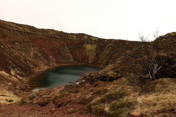 the Kerid is a small volcanic crater of Iceland whose bottom is occupied by a lake