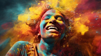 Happy Holi Wallpaper of a Smiling Face