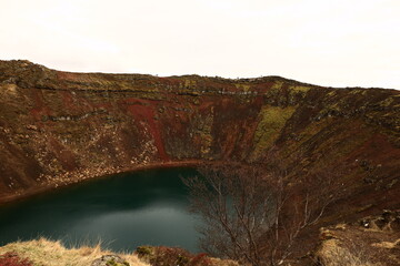 the Kerid is a small volcanic crater of Iceland whose bottom is occupied by a lake