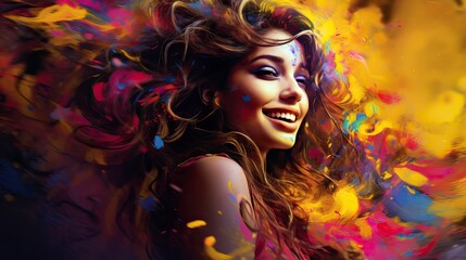Obraz na płótnie Canvas Happy Holi Wallpaper of a Smiling Face