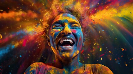 Happy Holi Wallpaper of a Smiling Face