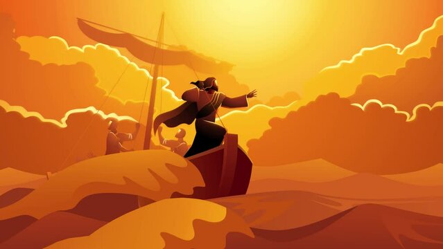 Biblical motion graphic series, Jesus calms the storm. Peace Be Still