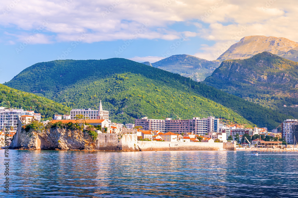Wall mural panoramic image of the adriatic sea coast. beautiful landscapes of montenegro - Wall murals