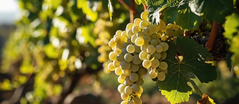 a picturesque sight unfolds as a bunch of white grapes.