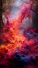 Splashes of paint for Holi in nature