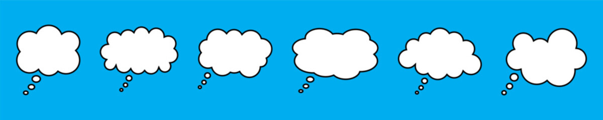 Thought bubble icon, thinking cloud vector icon for apps and websites. Set of speech bubbles. Speak bubble text, cartoon chatting box, message box.