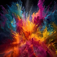 Splashes of paint for Holi in nature
