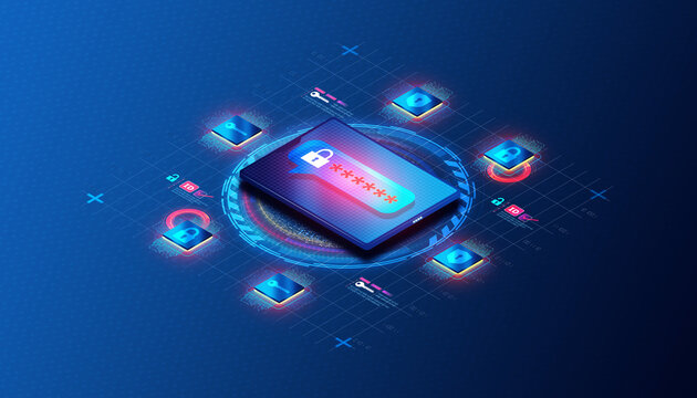 Password Management Software Concept - 3D Illustration